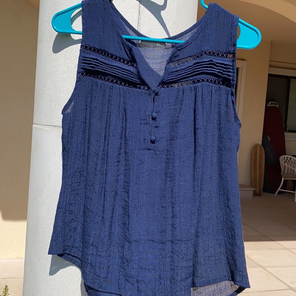 Navy Blue Sleeveless Blouse